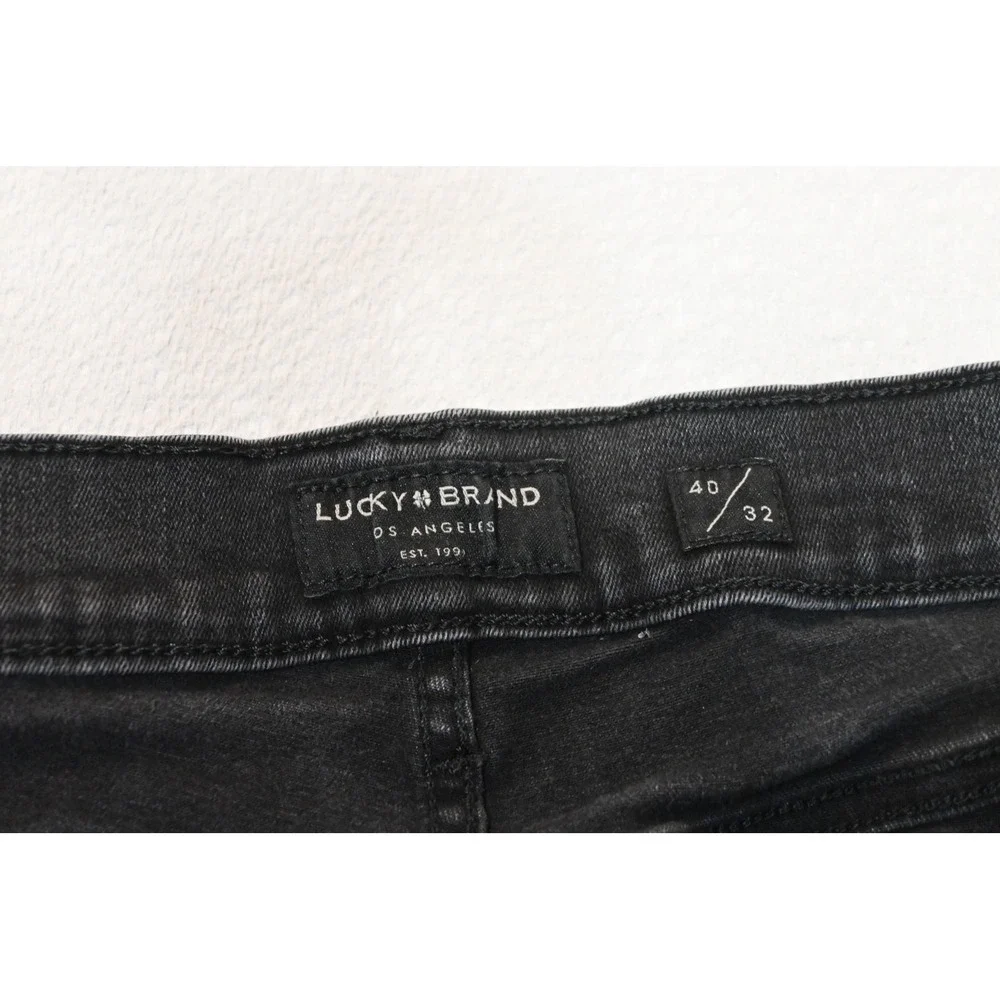 Lucky Brand 410 Athletic Straight Jeans Mens 40x32 Black Denim Excellent